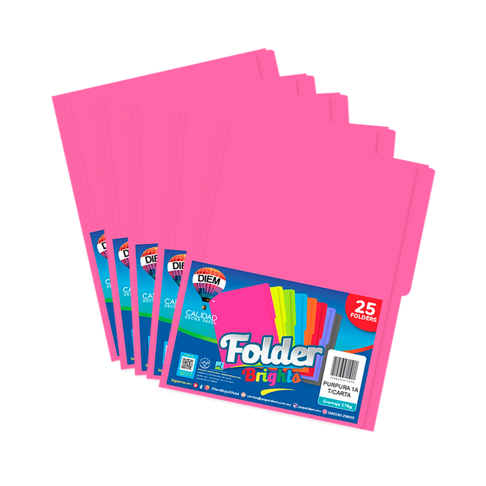 FOLDER TAMAÑO OFICIO DIEM BRIGHTS PURPURA 001A PAQUETE CON 25 PIEZAS - Image 2