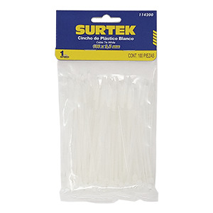 CINCHO PLASTICO NATURAL SURTEK 114200 CON 100 PIEZAS 100 X 2.5 MILIMETROS