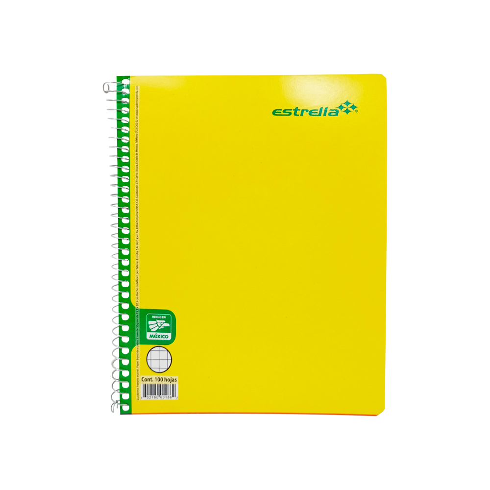 CUADERNO FORMA FRANCESA ESTRELLA 0186 CUADRO 5 MILIMETROS ESPIRAL 100 HOJAS