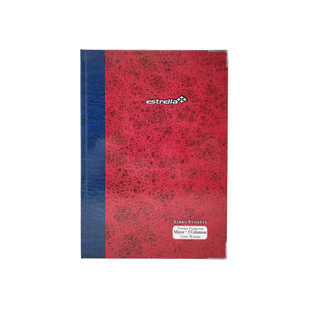 LIBRO FLORETE ESTRELLA 0226 96 HOJAS FORMA FRANCESA MAYOR 3 COLUMNAS