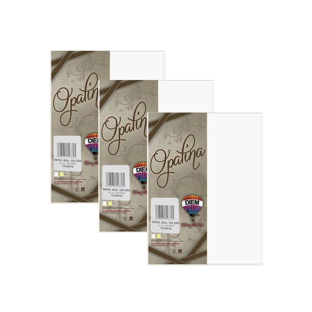 HOJA DE PAPEL OPALINA DIEM PAQUETE CON 100 PIEZAS BLANCO TAMAÑO CARTA 125 GRAMOS - Image 3