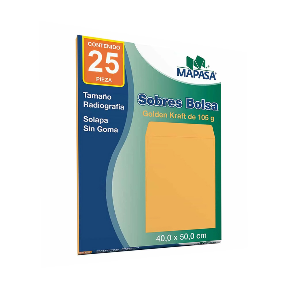 SOBRE BOLSA DE PAPEL KRAFT MAPASA IA0365 PAQUETE CON 25 PIEZAS TAMAÑO RADIOGRAFÍA 105 GRAMOS - Image 2