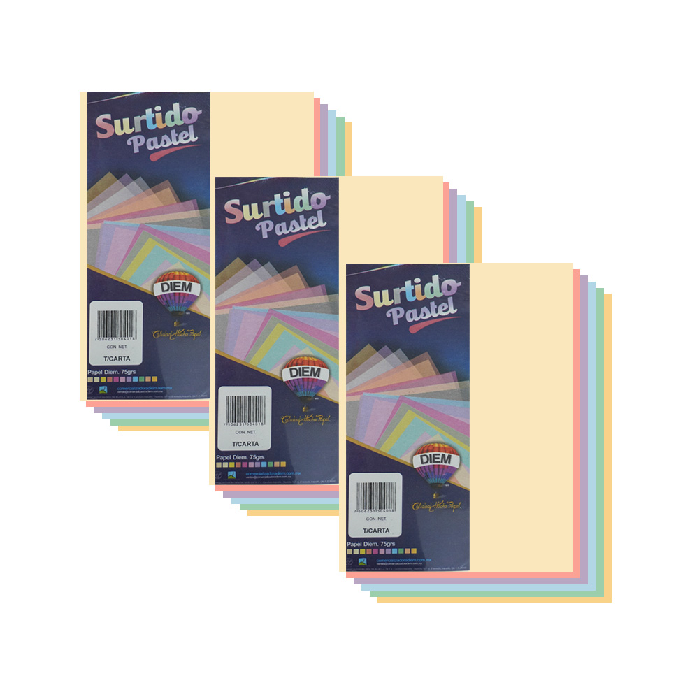 HOJA DE PAPEL DIEM PASTEL PAQUETE 500 PIEZAS SURTIDO TAMAÑO CARTA 75 GRAMOS - Image 2