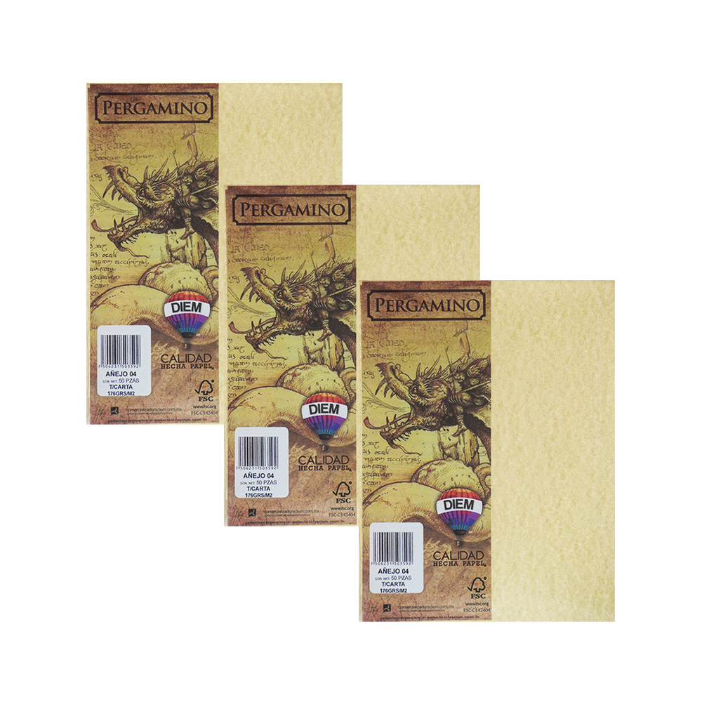 HOJA PERGAMINO CARTULINA DIEM AÑEJO PAQUETE CON 50 PIEZAS TAMAÑO CARTA 176 GRAMOS - Image 3