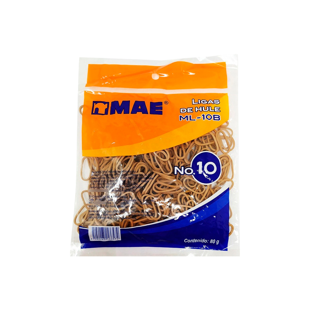 LIGA DE HULE MAE ML-10B NUMERO 10 NATURAL CON 80 GRAMOS