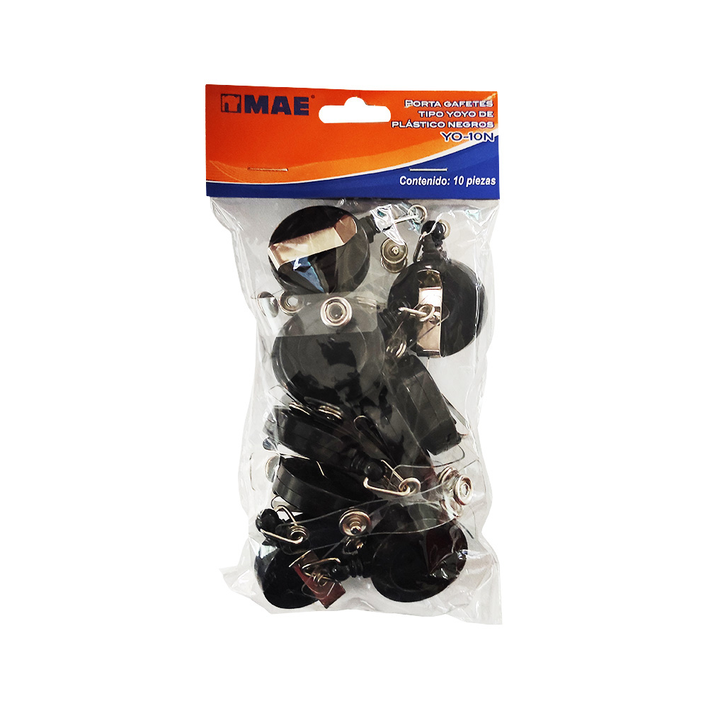 BROCHE DE YOYO MAE YO-10N PAQUETE CON 10 PIEZAS NEGRO