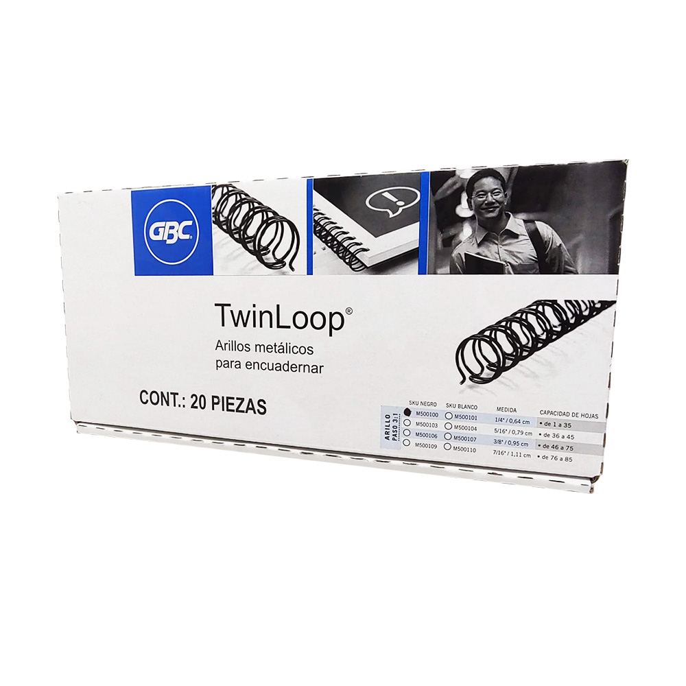 ARILLO METALICO ACCO TWIN LOOP M500103 PAQUETE CON 20 PIEZAS NEGRO 5/16'' - Image 3
