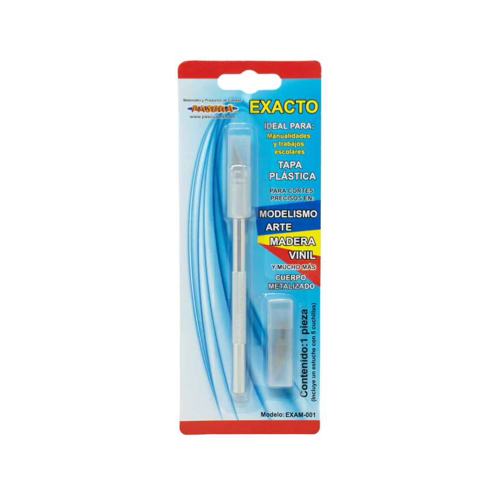 EXACTO METALICO EXAM-001 CON 5 CUCHILLAS DE REPUESTO PASCUA