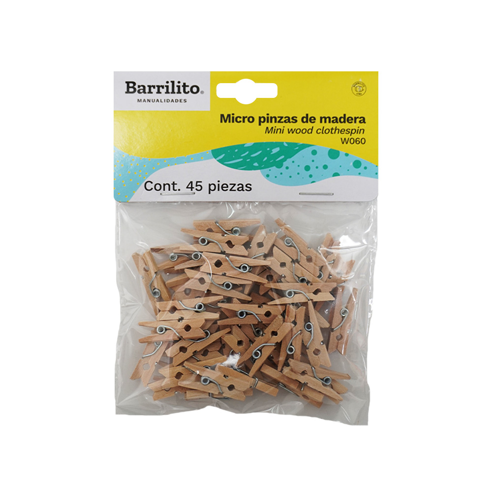 PINZA DE MADERA BARRILITO W060 MICRO 45 PIEZAS