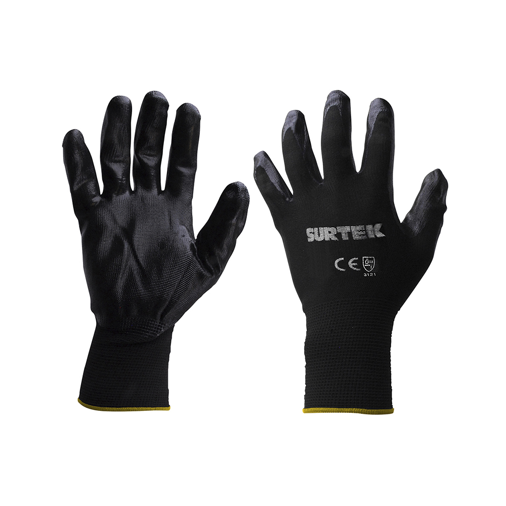 GUANTE DE NYLON SURTEK GNNM CON PALMA DE NITRILO TALLA MEDIANA