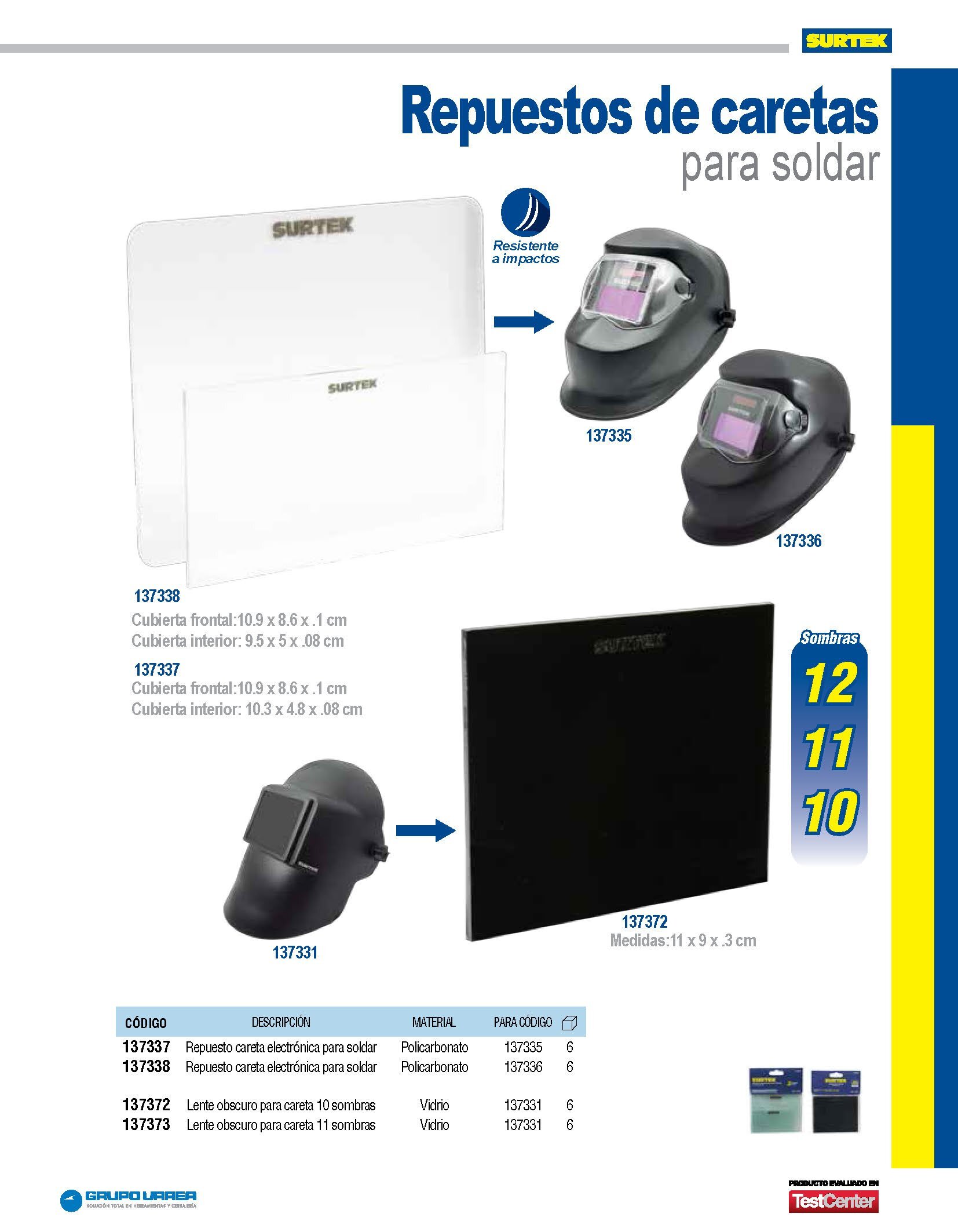 LENTE PARA CARETA SURTEK 137373 OSCURO PARA SOLDAR 12 SOMBRAS - Image 2