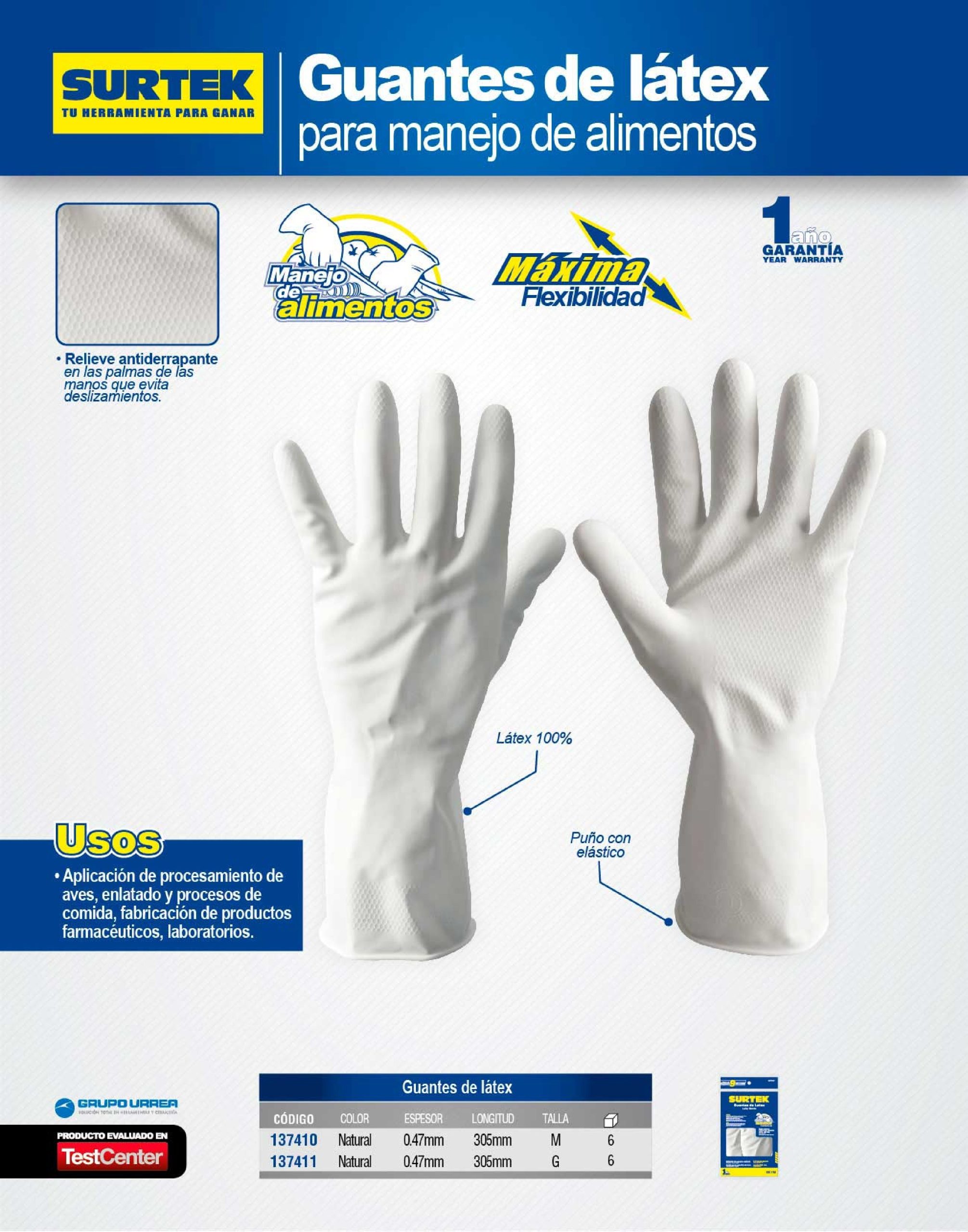 GUANTE DE LÁTEX SURTEK 137411 USO EN ALIMENTOS TALLA GRANDE - Image 2