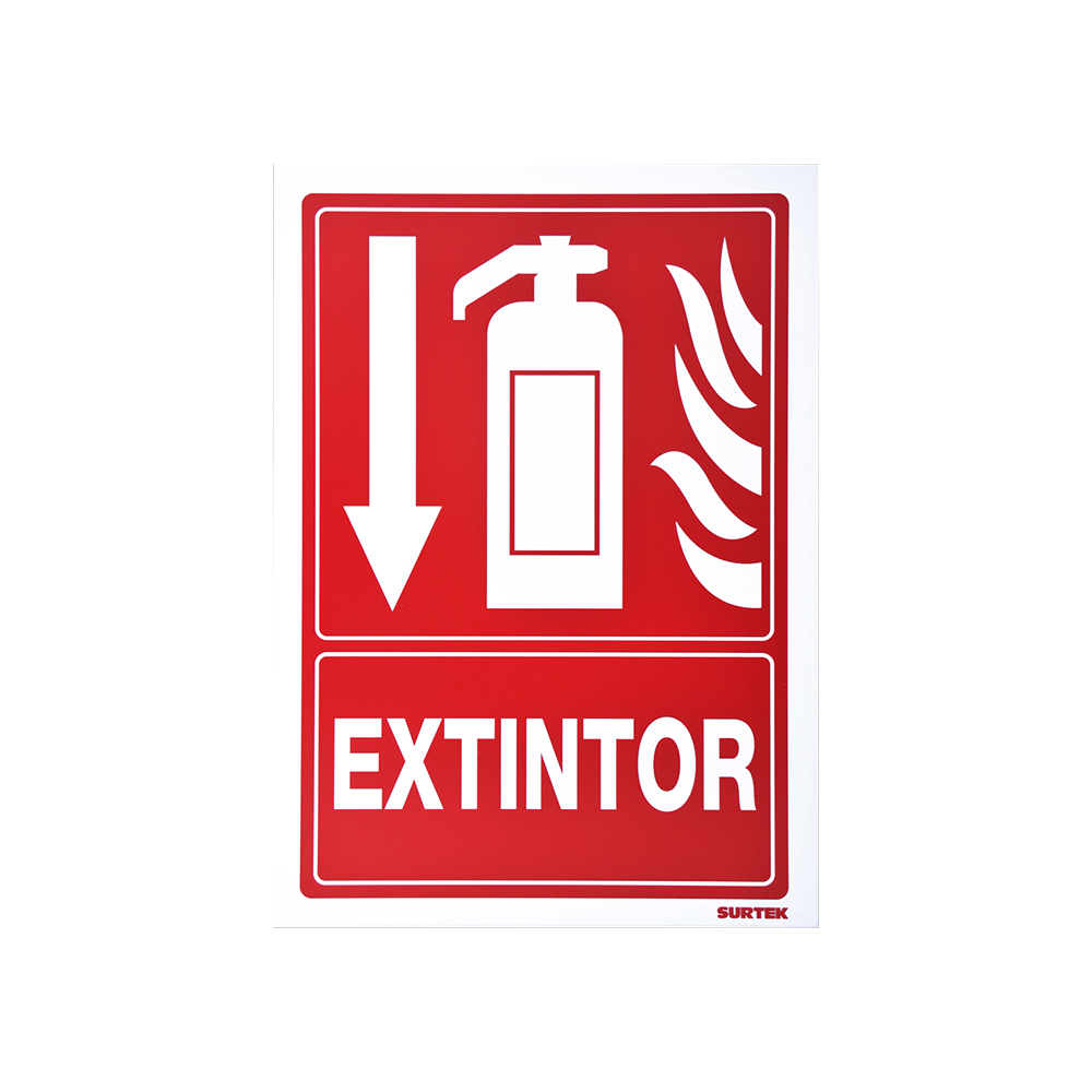 SEÑALAMIENTO EXTINTOR SURTEK SES47 ROJO 25 X 36 CENTIMETROS