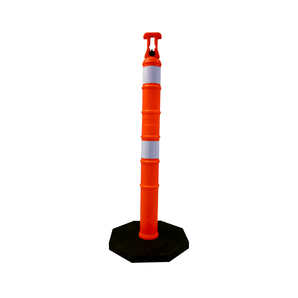POSTE DELIMITADOR MR SEGURIDAD SR1011-N NARANJA CON BASE NEGRA Y 2 REFLEJANTES 123 CENTIMETROS
