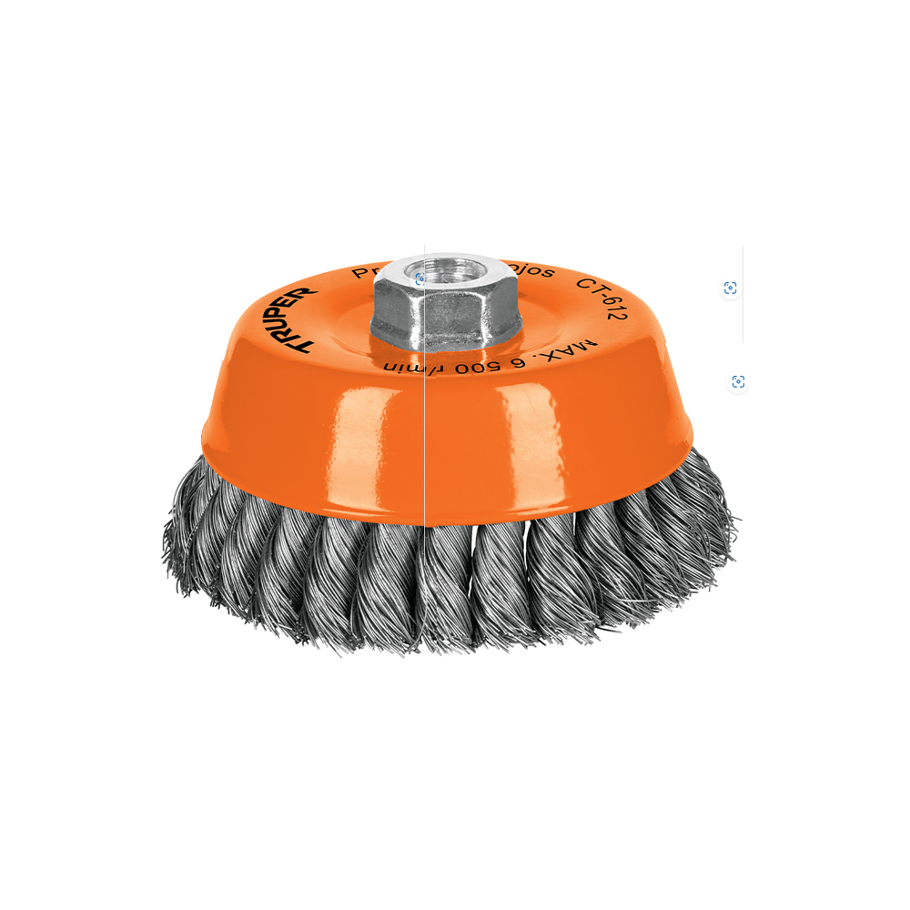 CARDA DE COPA ALAMBRE TRENZADO FINO TRUPER CT-612 DIAMETRO 5 PULGADAS EJE 5/8''-11''