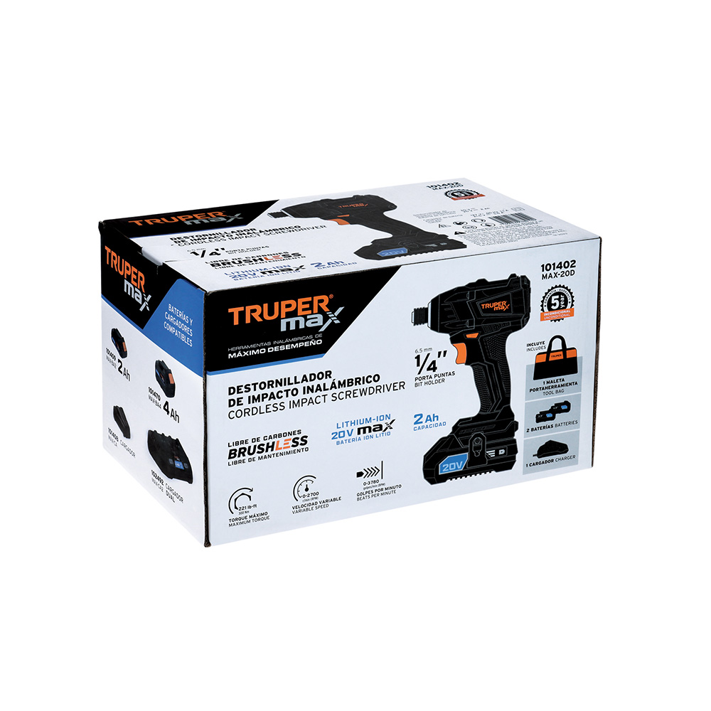 DESTORNILLADOR DE IMPACTO INALAMBRICO TRUPER MAX-20D CON 20 VOLTIOS - Image 3