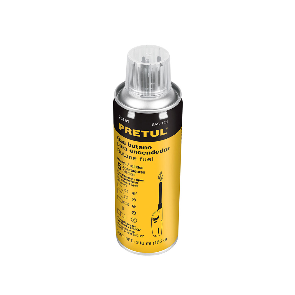 LATA DE GAS BUTANO TRUPER PRETUL GAS-125 PARA ENCENDEDOR 125 GRAMOS