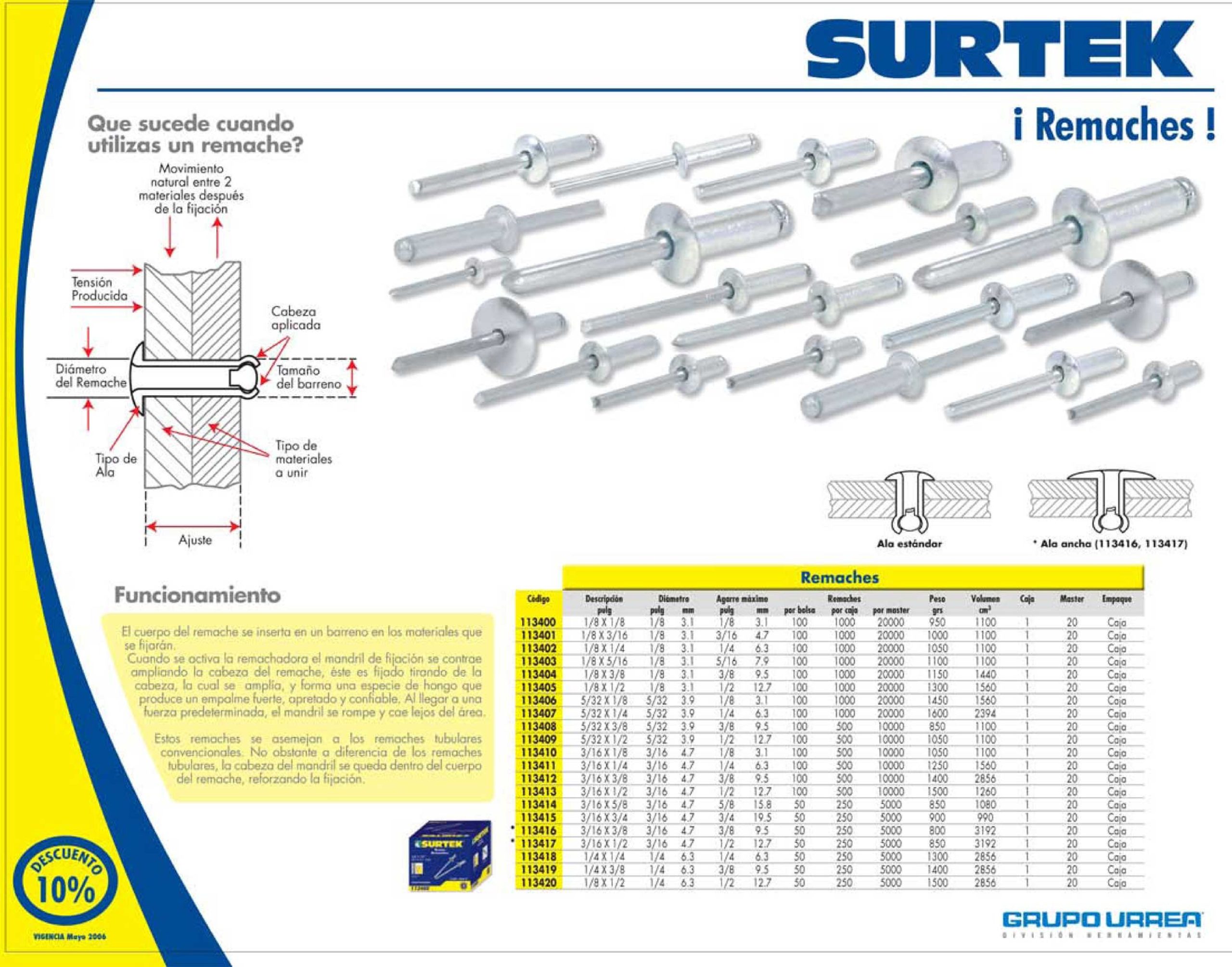 REMACHE SURTEK 113404 CON 1000 PIEZAS 1/8'' X 3/8'' - Image 2