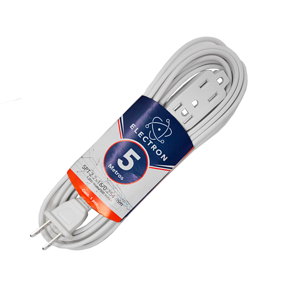 EXTENSION ELECTRICA DOMESTICA KONECT EXTD5M CALIBRE 2X#18 BLANCA 5 METROS