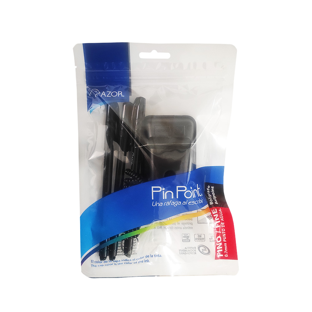 BOLIGRAFO AZOR PINPOINT CON BASE PAQUETE CON 3 PIEZAS NEGRO PUNTA FINA 0.7 MILIMETROS