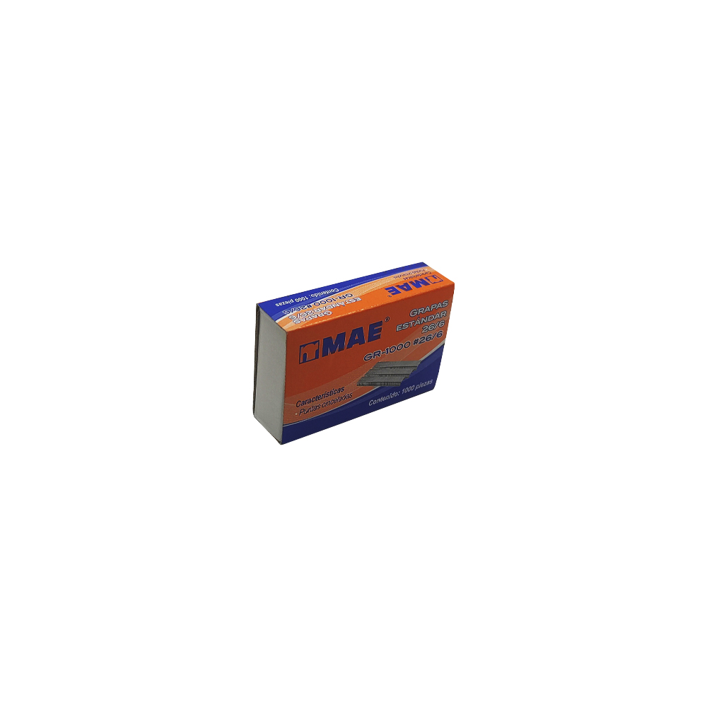GRAPA ESTANDAR MAE GR-1000-26/6 PAQUETE CON 1000 PIEZAS