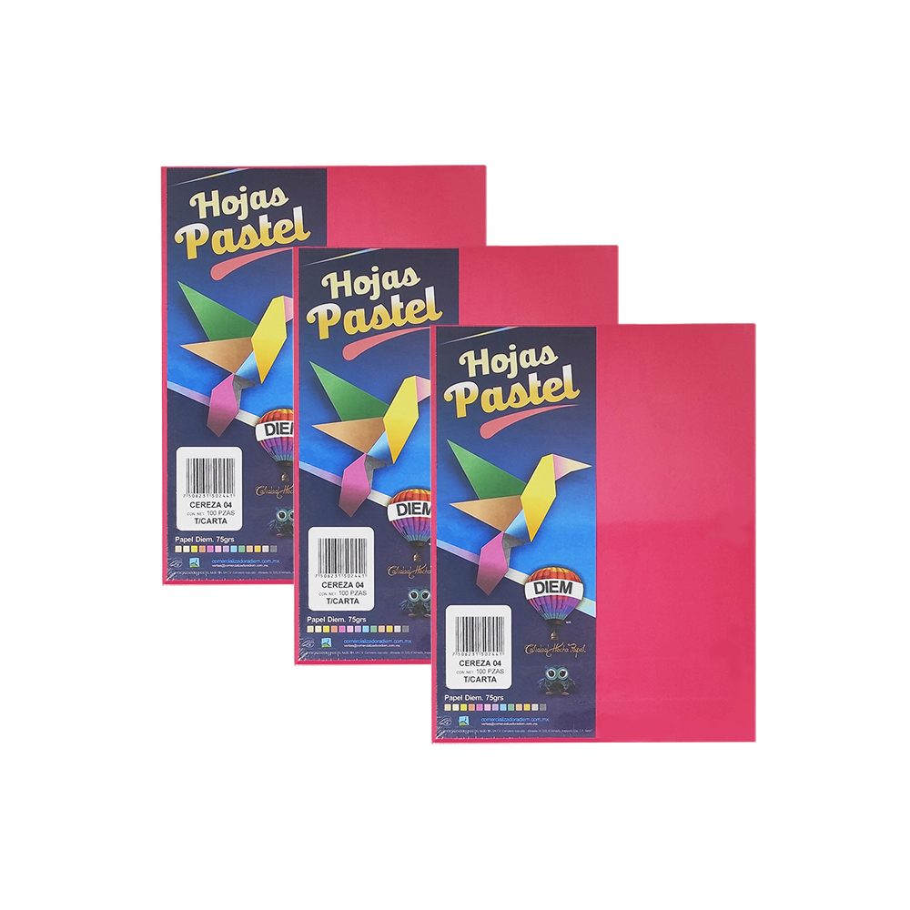 HOJA DE PAPEL DIEM PASTEL PAQUETE CON 100 PIEZAS CEREZA 04 TAMAÑO CARTA 75 GRAMOS - Image 2