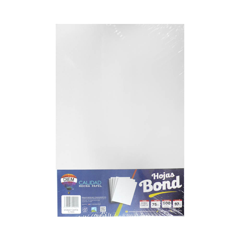 HOJA DE PAPEL DIEM BOND PPBDDOBCAR PAQUETE 500 PIEZAS TAMAÑO DOBLE CARTA 27.94 X 43.18 CENTIMETROS
